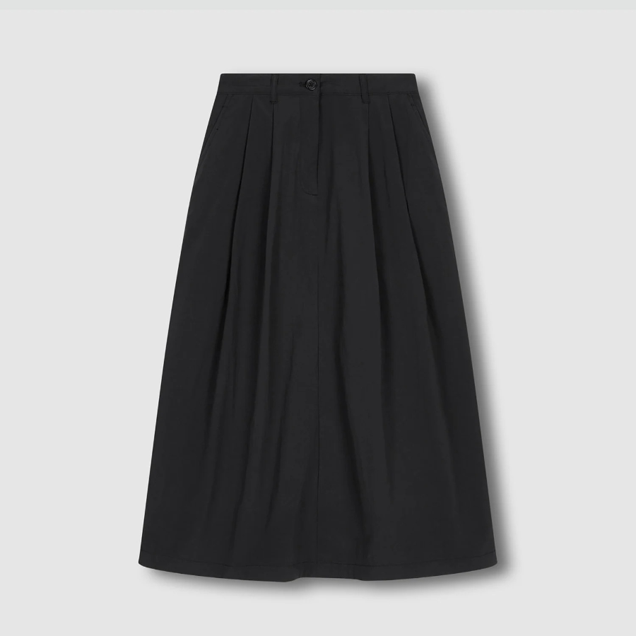 JAJU Full Seersucker Skirt (Black) — элегантность и комфорт в классическом черном