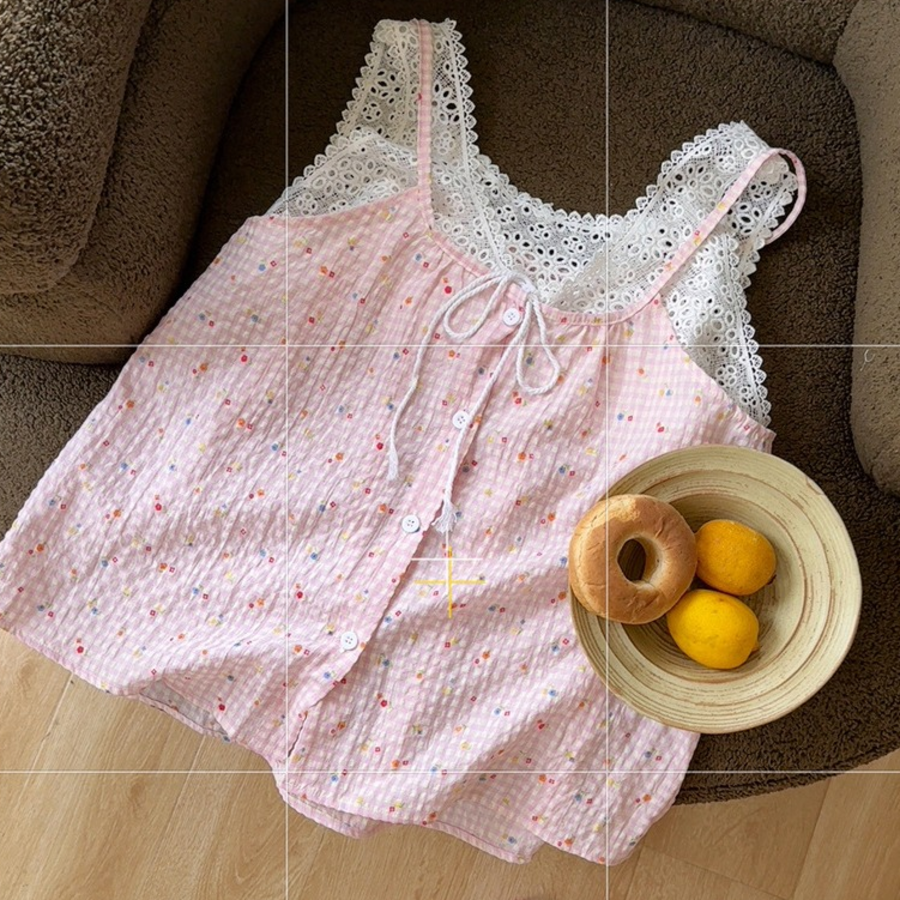 Laby Dot Lace Homewear Pajama Set