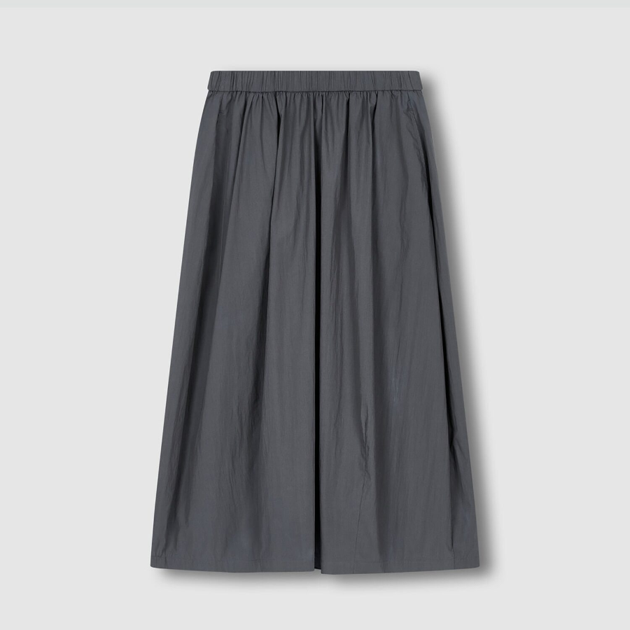 JAJU Seersucker Balloon Skirt (Charcoal) — объёмный силуэт и комфорт в каждый день