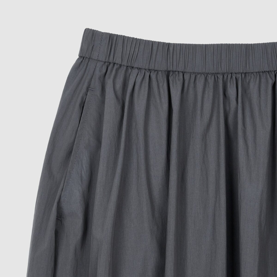 JAJU Seersucker Balloon Skirt (Charcoal) — объёмный силуэт и комфорт в каждый день