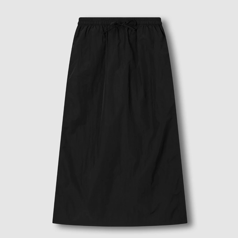 JAJU Seersucker H-line Skirt (Black) — лаконичность и структура для повседневной элегантности
