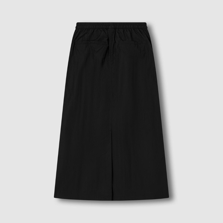 JAJU Seersucker H-line Skirt (Black) — лаконичность и структура для повседневной элегантности