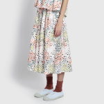 JAJU Shirring Skirt (Off White) — лёгкость, свет и элегантная драпировка