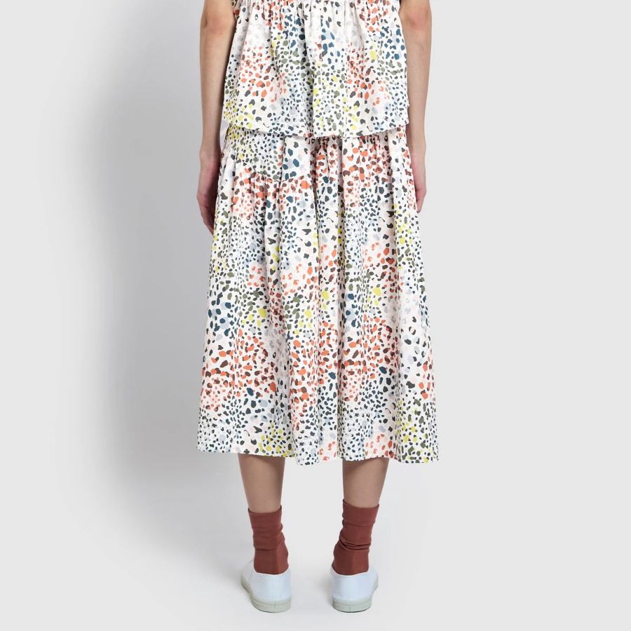 JAJU Shirring Skirt (Off White) — лёгкость, свет и элегантная драпировка