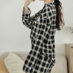 Chic Gingham Girl Shirt Collar 2-Piece Pajama Set