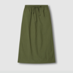 JAJU Seersucker H-line Skirt (Khaki) — структура и сдержанный стиль на каждый день