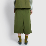 JAJU Seersucker H-line Skirt (Khaki) — структура и сдержанный стиль на каждый день