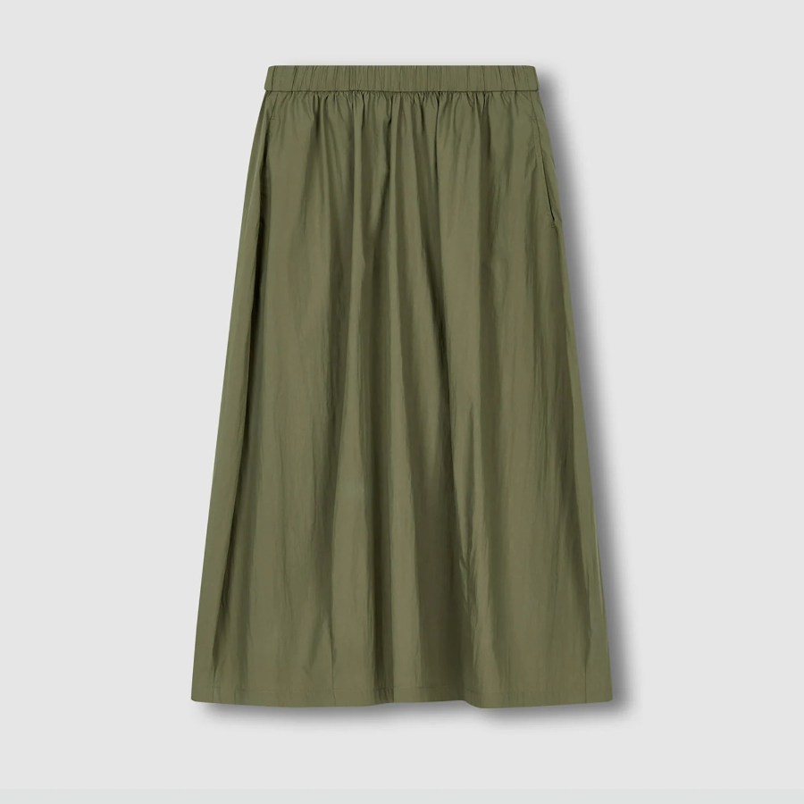JAJU Seersucker Balloon Skirt (Khaki) — объём и комфорт в современной интерпретации