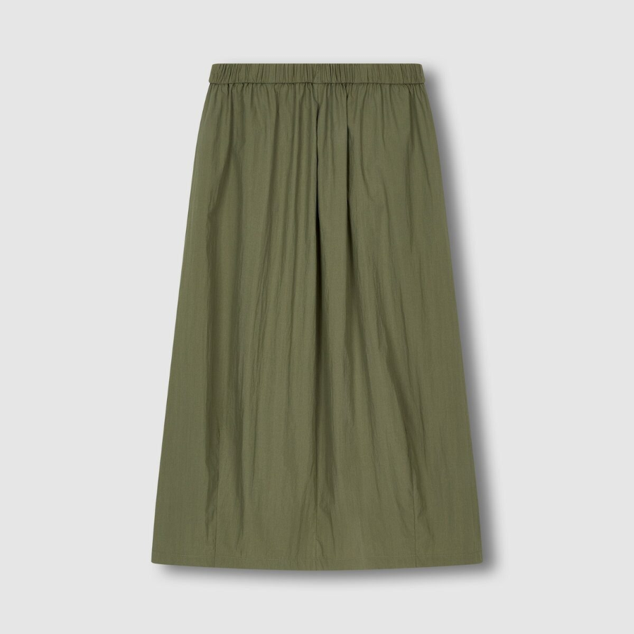 JAJU Seersucker Balloon Skirt (Khaki) — объём и комфорт в современной интерпретации