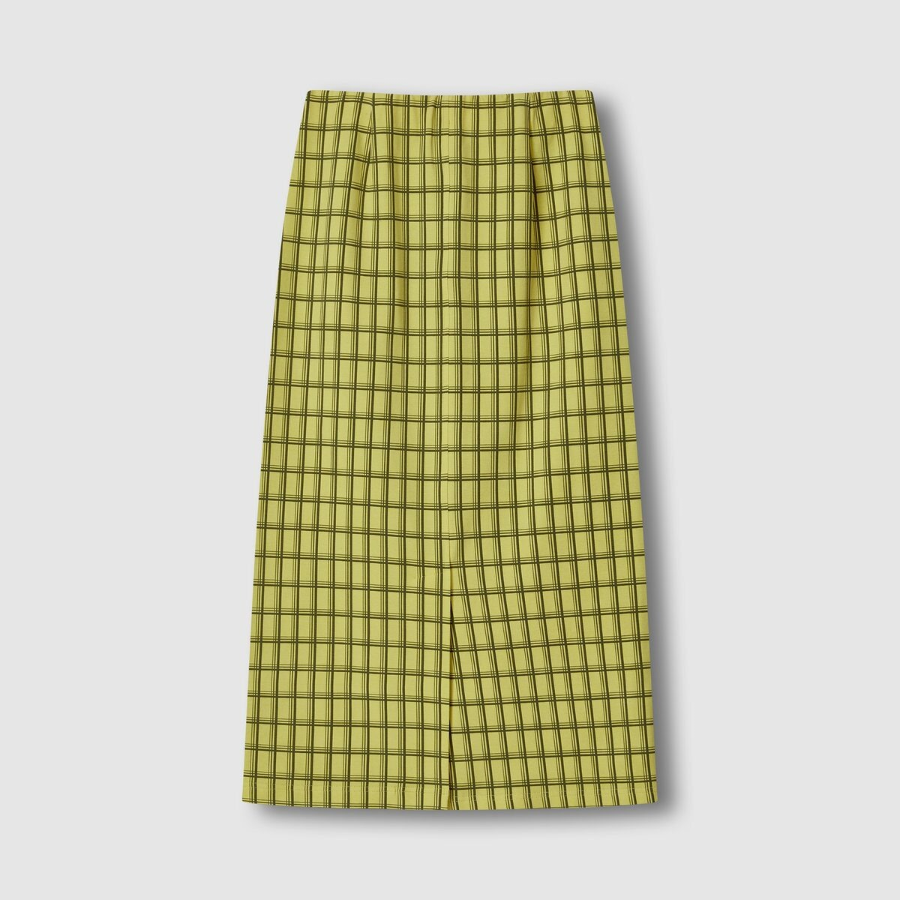 JAJU Check Skirt (Dark Yellow) — яркий акцент с классическим узором