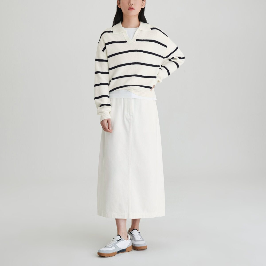 JAJU Denim Skirt (Ivory) — светлая альтернатива классическому дениму