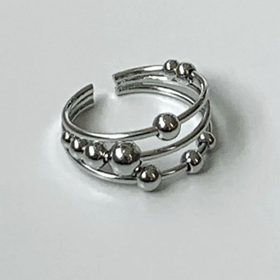 Серебряное открытое кольцо с плетёным узором