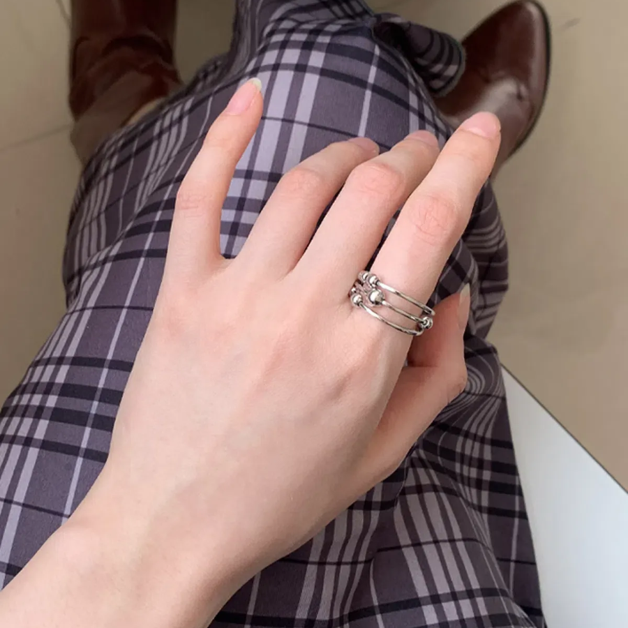 Серебряное открытое кольцо с плетёным узором