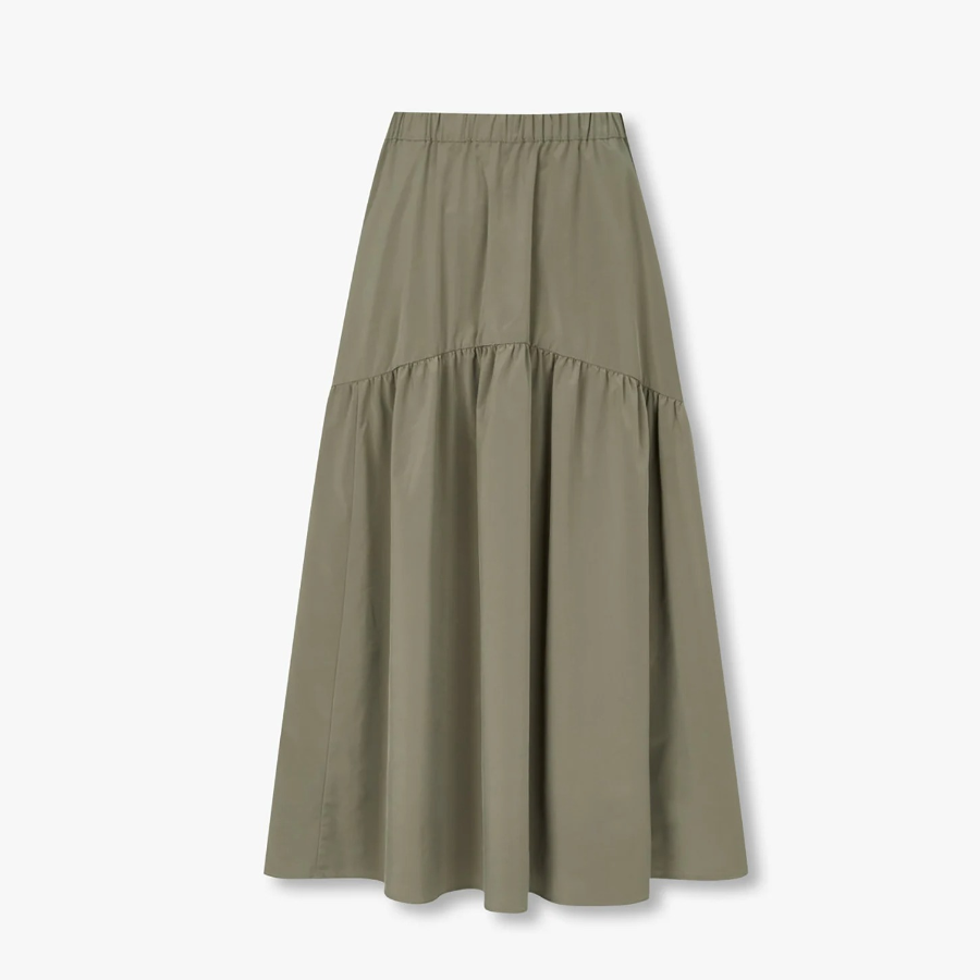 JAJU Shirring Skirt (Khaki) — лёгкость формы и свобода движения