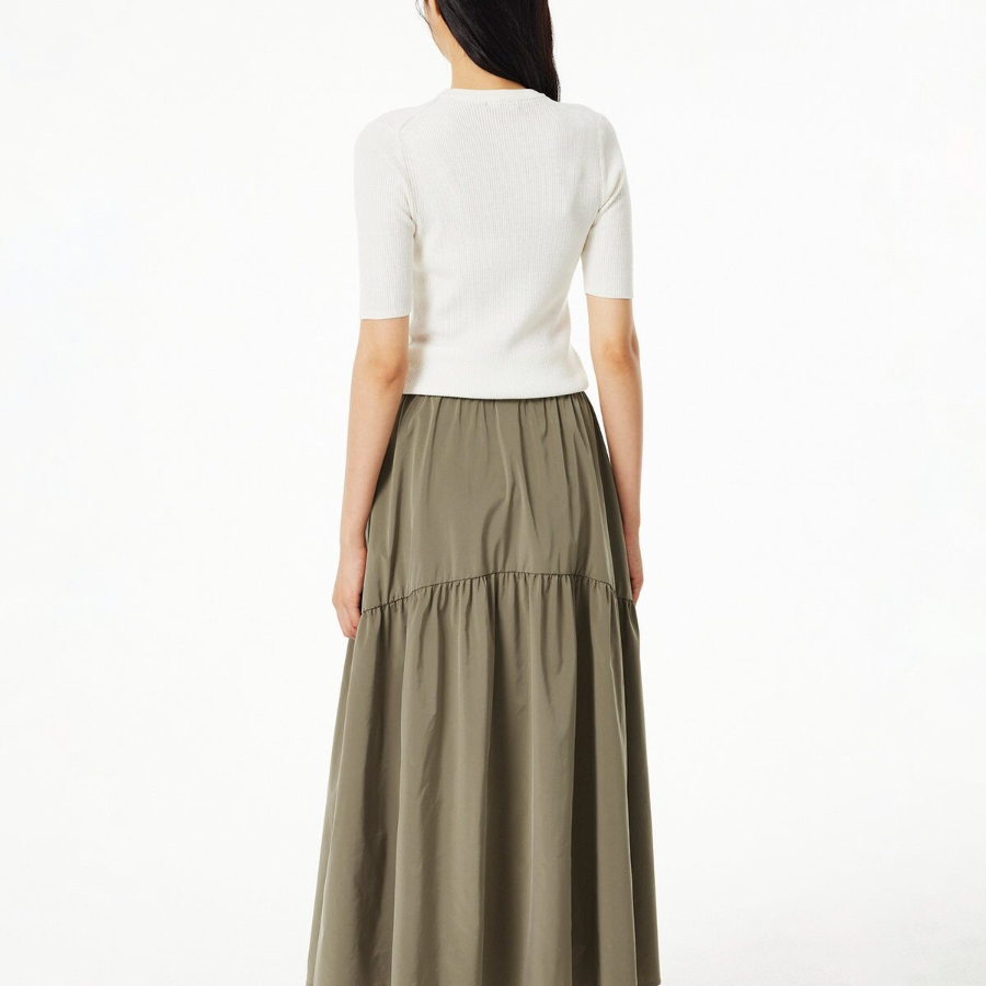 JAJU Shirring Skirt (Khaki) — лёгкость формы и свобода движения