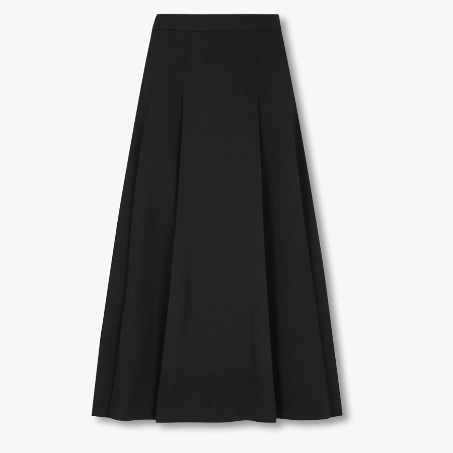 JAJU Pleated Long Skirt (Black) — лёгкость движения в классическом исполнении