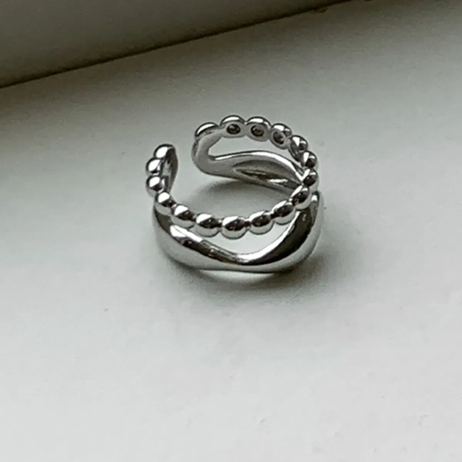 Серебряное открытое кольцо с королевским силуэтом для многослойного ношения