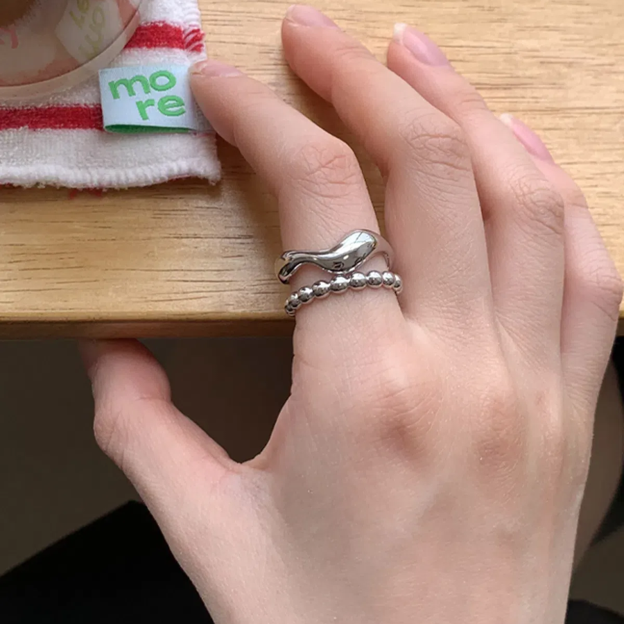 Серебряное открытое кольцо с королевским силуэтом для многослойного ношения