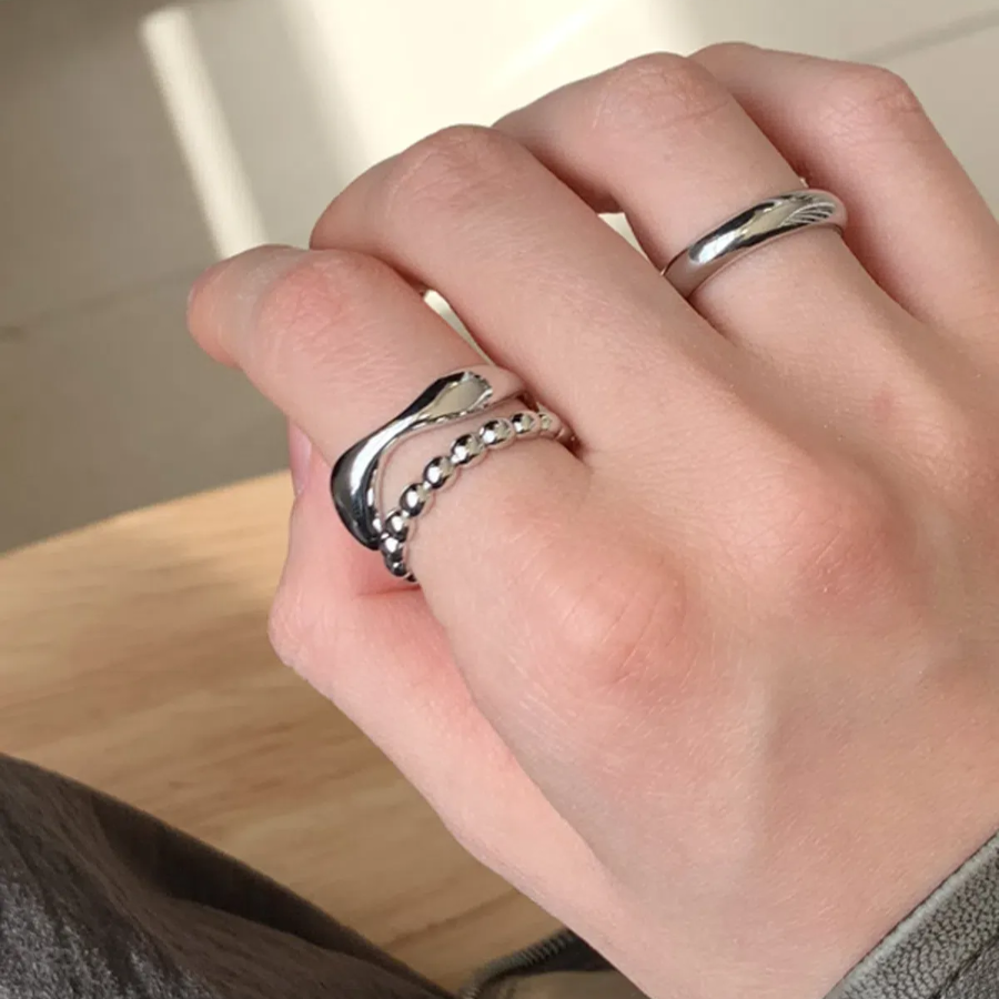 Серебряное открытое кольцо с королевским силуэтом для многослойного ношения