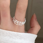 Серебряное открытое кольцо с сетчатым узором