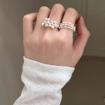 Серебряное открытое кольцо с сетчатым узором