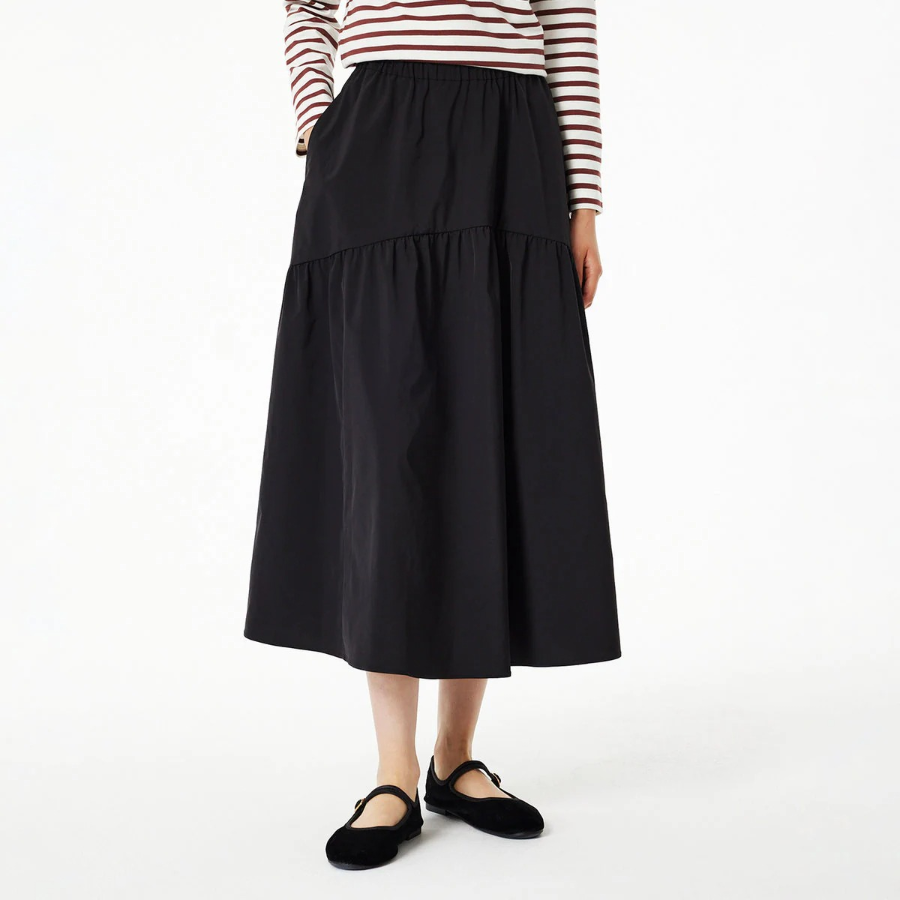 JAJU Shirring Skirt (Black) — женственность и комфорт в одном силуэте