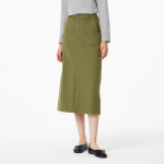 JAJU H-Line Slit Skirt (Olive) — сдержанная элегантность с комфортной посадкой
