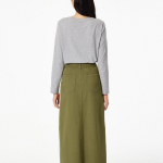 JAJU H-Line Slit Skirt (Olive) — сдержанная элегантность с комфортной посадкой