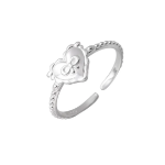 Серебряное открытое кольцо с сердечком и бантиком