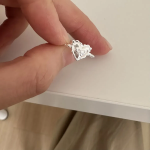 Серебряное открытое кольцо с сердечком и бантиком