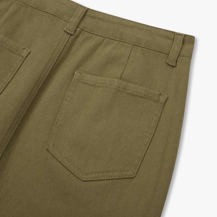 JAJU H-Line Slit Skirt (Olive) — сдержанная элегантность с комфортной посадкой