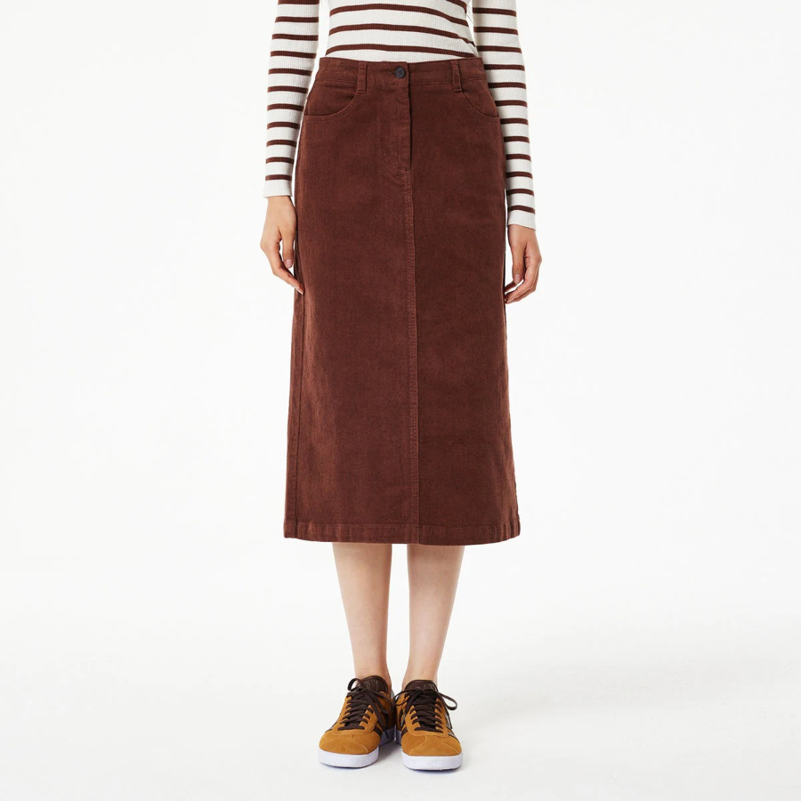 JAJU Corduroy Skirt (Brown) — тепло и текстура для осенне-зимнего гардероба