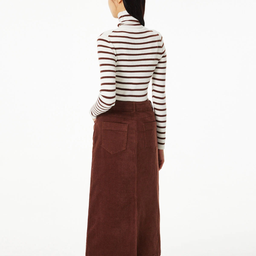 JAJU Corduroy Skirt (Brown) — тепло и текстура для осенне-зимнего гардероба