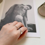 Комплект из трёх серебряных открытых колец с белым покрытием