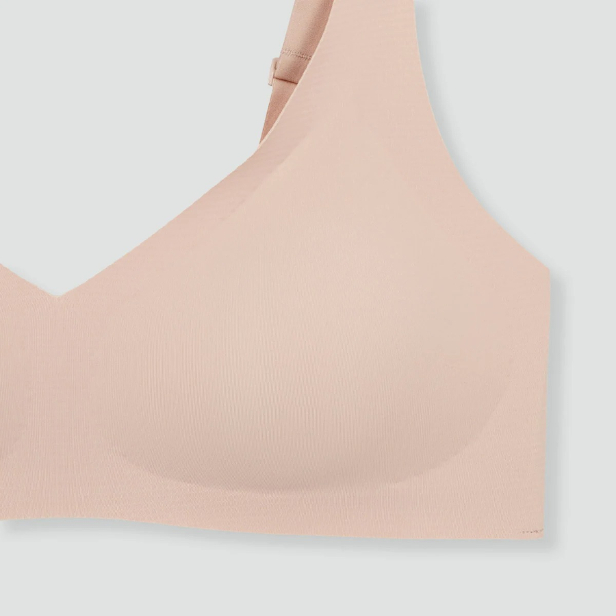 JAJU 720-Degree Stretch No-Line V-Neck Crop Bra (Beige) — максимальный комфорт и свобода движений
