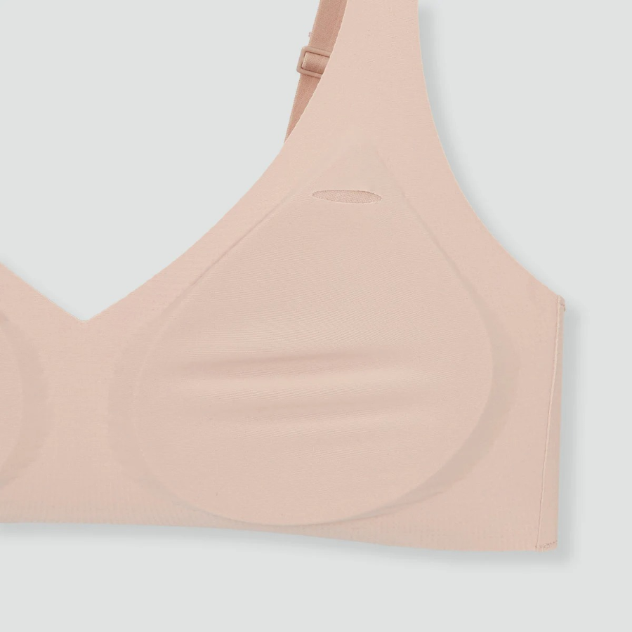 JAJU 720-Degree Stretch No-Line V-Neck Crop Bra (Beige) — максимальный комфорт и свобода движений