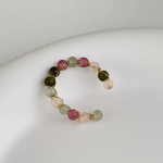 Кольцо с миксом турмалиновых камней и бусин с позолотой 18К