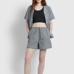 JAJU Seersucker Check 3/4 Pajama Set (Light Navy) — лёгкость и уют в каждой детали