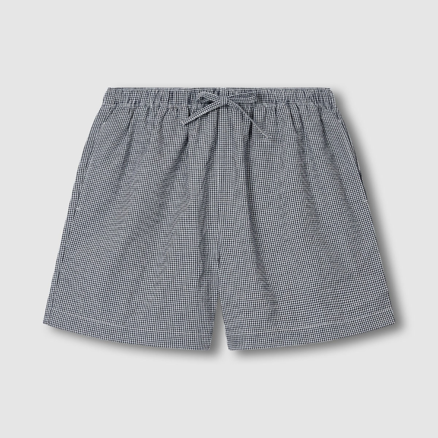 JAJU Seersucker Check 3/4 Pajama Set (Light Navy) — лёгкость и уют в каждой детали