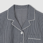 JAJU Seersucker Check 3/4 Pajama Set (Light Navy) — лёгкость и уют в каждой детали