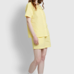 JAJU Seersucker Check 3/4 Pajama Set (Light Yellow) — воздушный комфорт и стильная классика для тёплых дней