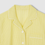 JAJU Seersucker Check 3/4 Pajama Set (Light Yellow) — воздушный комфорт и стильная классика для тёплых дней