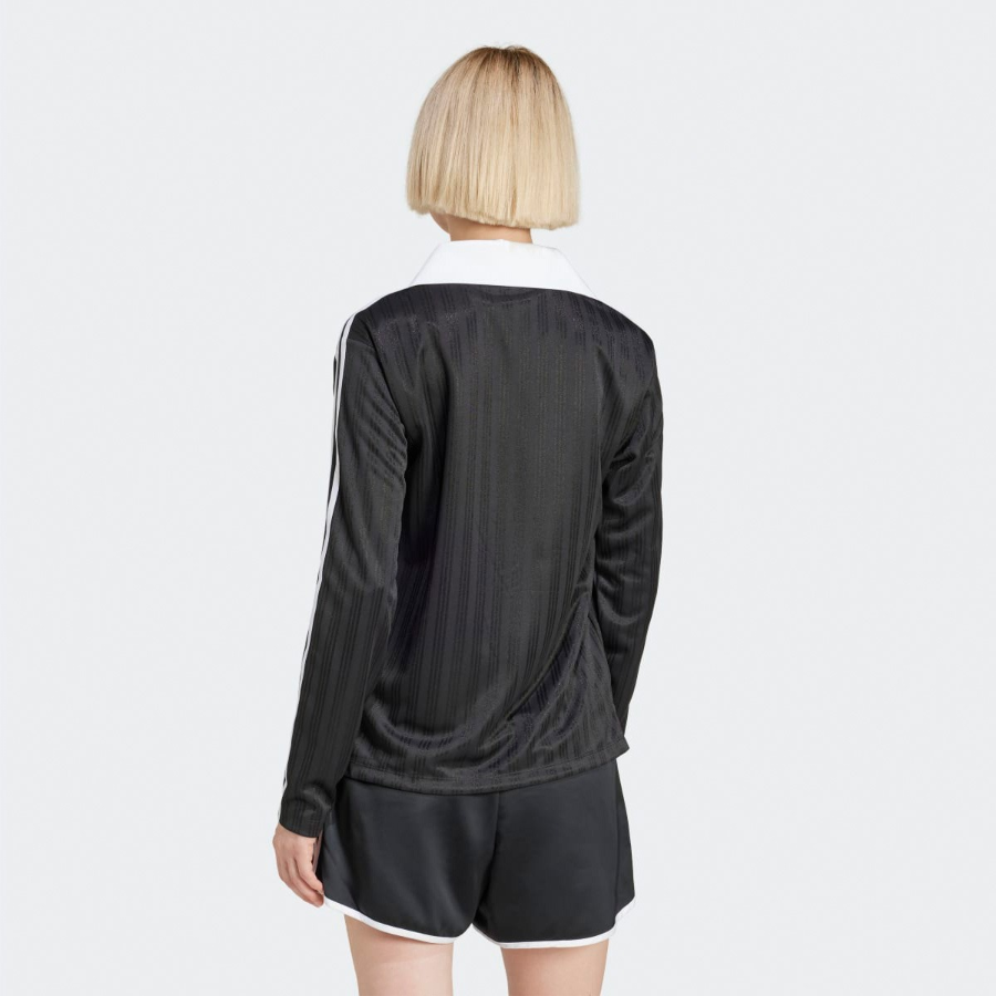 Adidas Adicolor Football Jacquard V-Neck Long Sleeve Polo Shirt