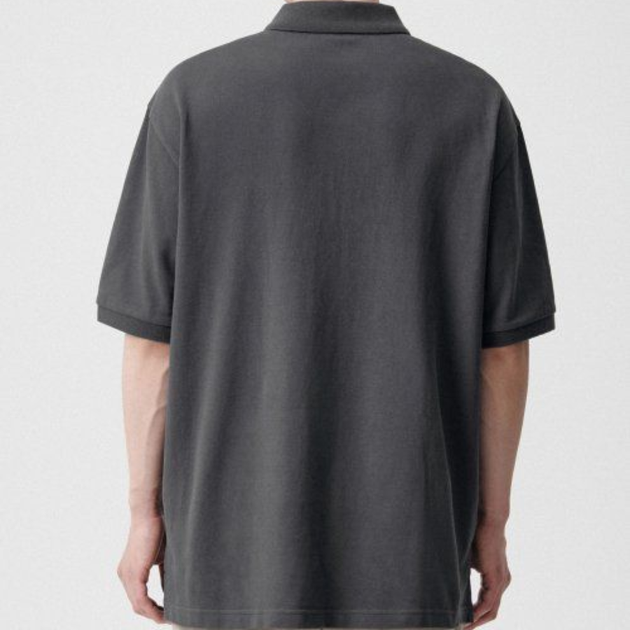 [Cooltandard] Relaxed Fit Piqué Polo Shirt [Gunmetal]