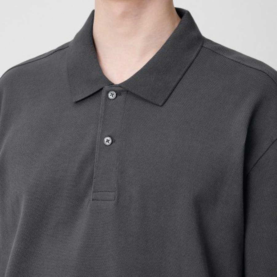 [Cooltandard] Relaxed Fit Piqué Polo Shirt [Gunmetal]