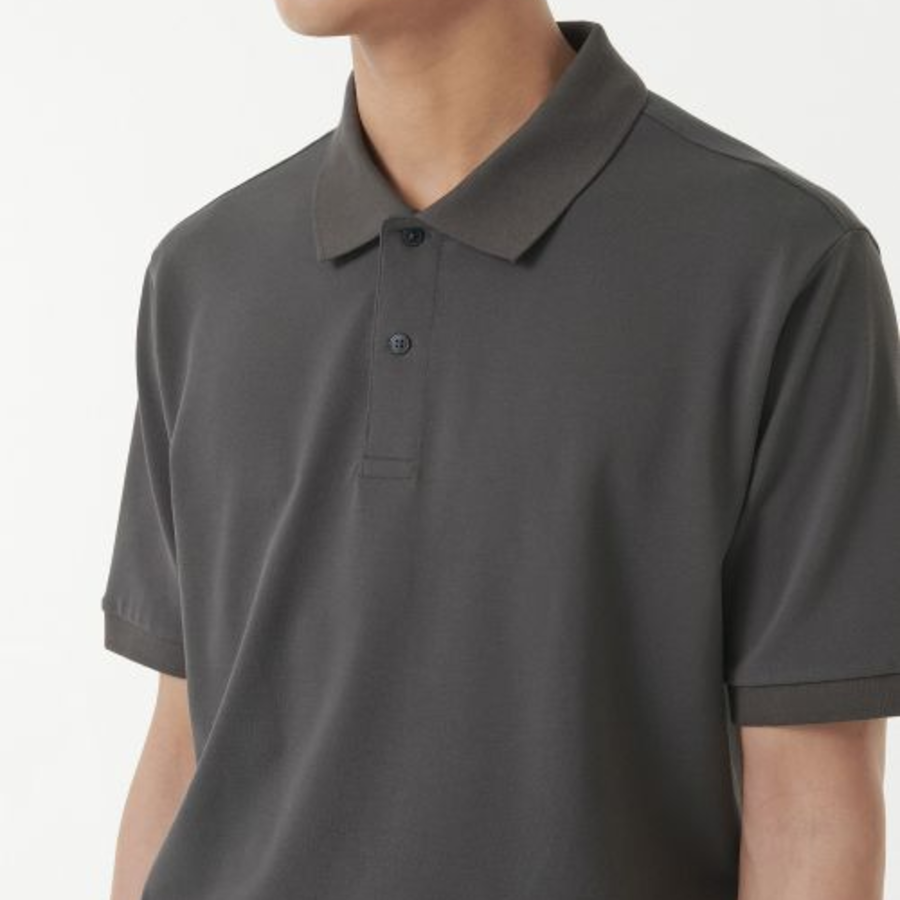 [Cooltandard] Relaxed Fit Piqué Polo Shirt [Gunmetal]