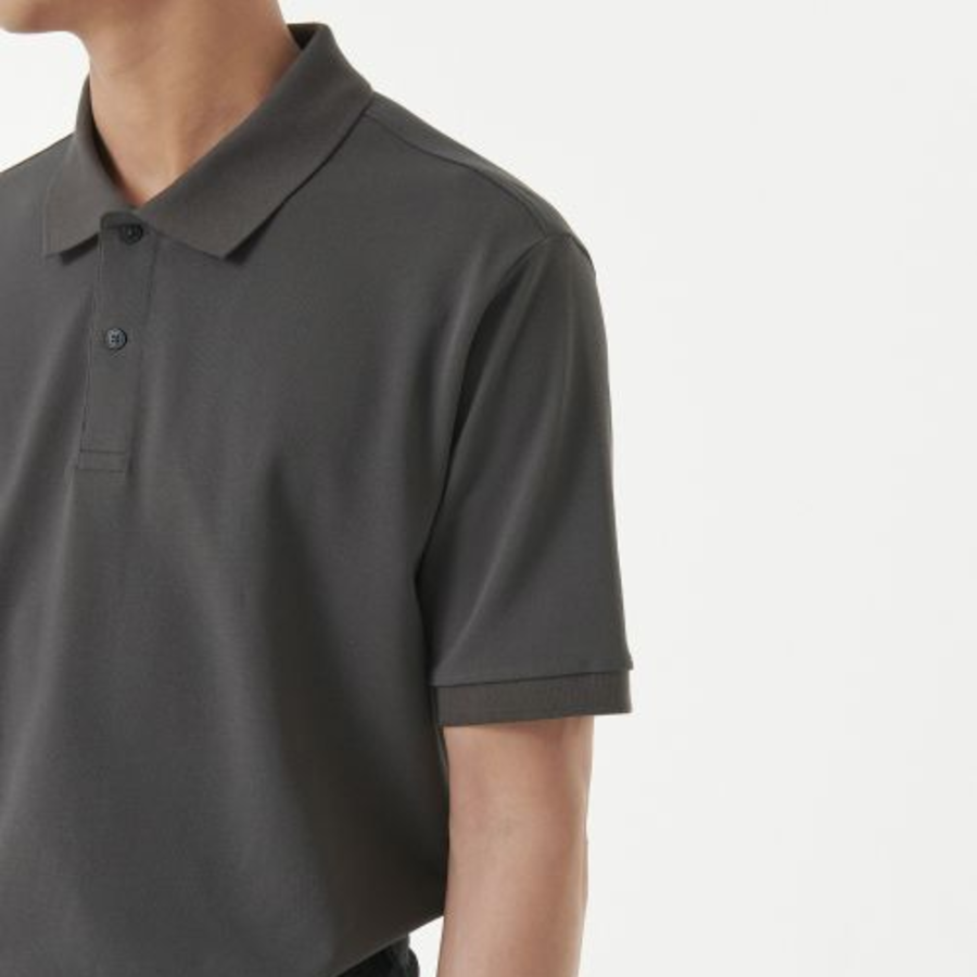 [Cooltandard] Relaxed Fit Piqué Polo Shirt [Gunmetal]