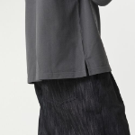 Slit Neck Long Sleeve Piqué Polo Shirt [Gunmetal]