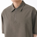 Crease Relaxed Half-Zip Short Sleeve Shirt [Khaki Grey]