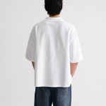 Oversized Cropped Piqué Polo Shirt [White]